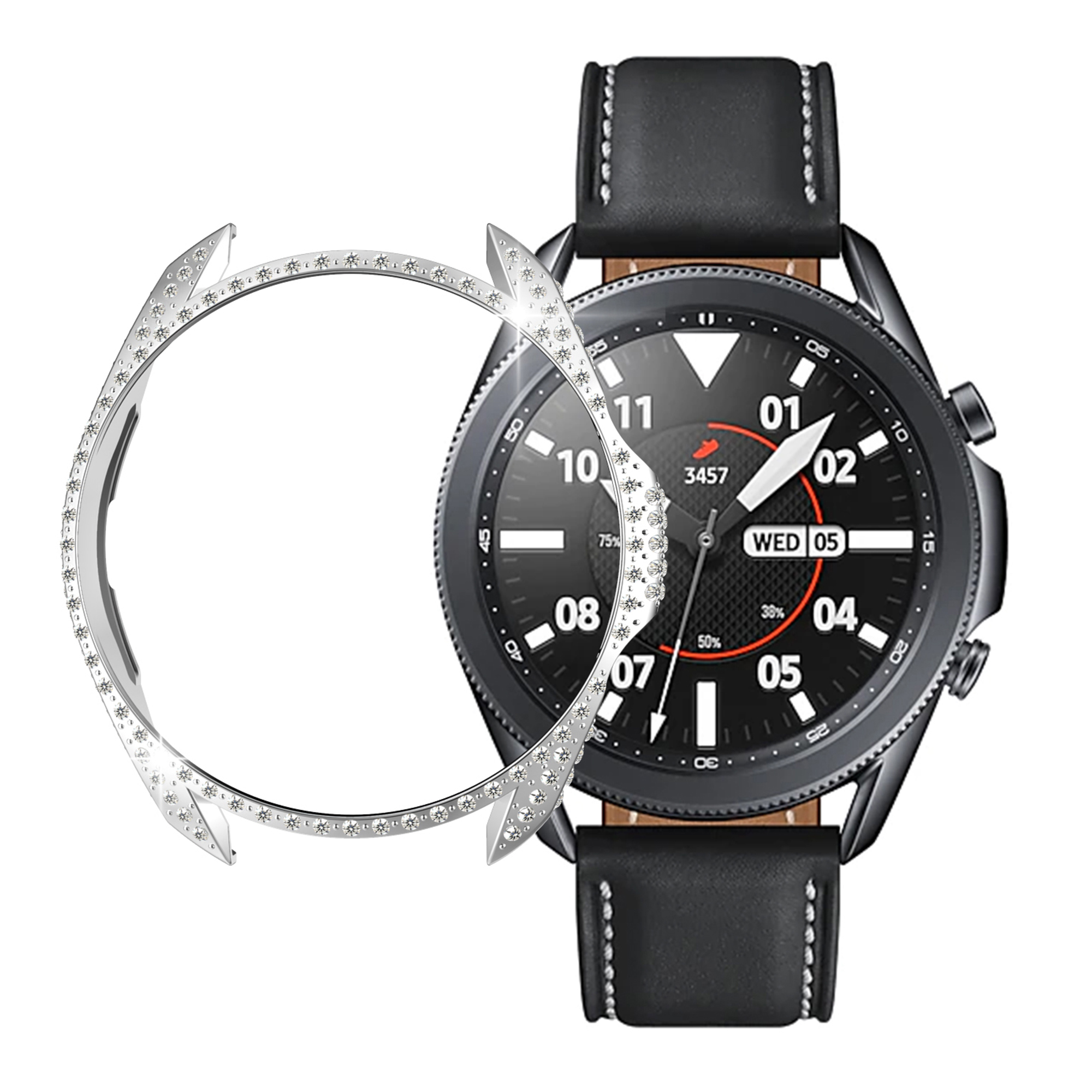 For Samsung Galaxy Watch3 41mm Half Guard Rhinestones Protective Cover Hard PC Shockproof Case Smartwatch Accessories - Silver, Galaxy Watch3 41mm
For Samsung Galaxy Watch3 41mm Half Guard Rhinestones Protective Cover Hard PC Shockproof Case Smartwatch Accessories - Silver, Galaxy Watch3 41mm