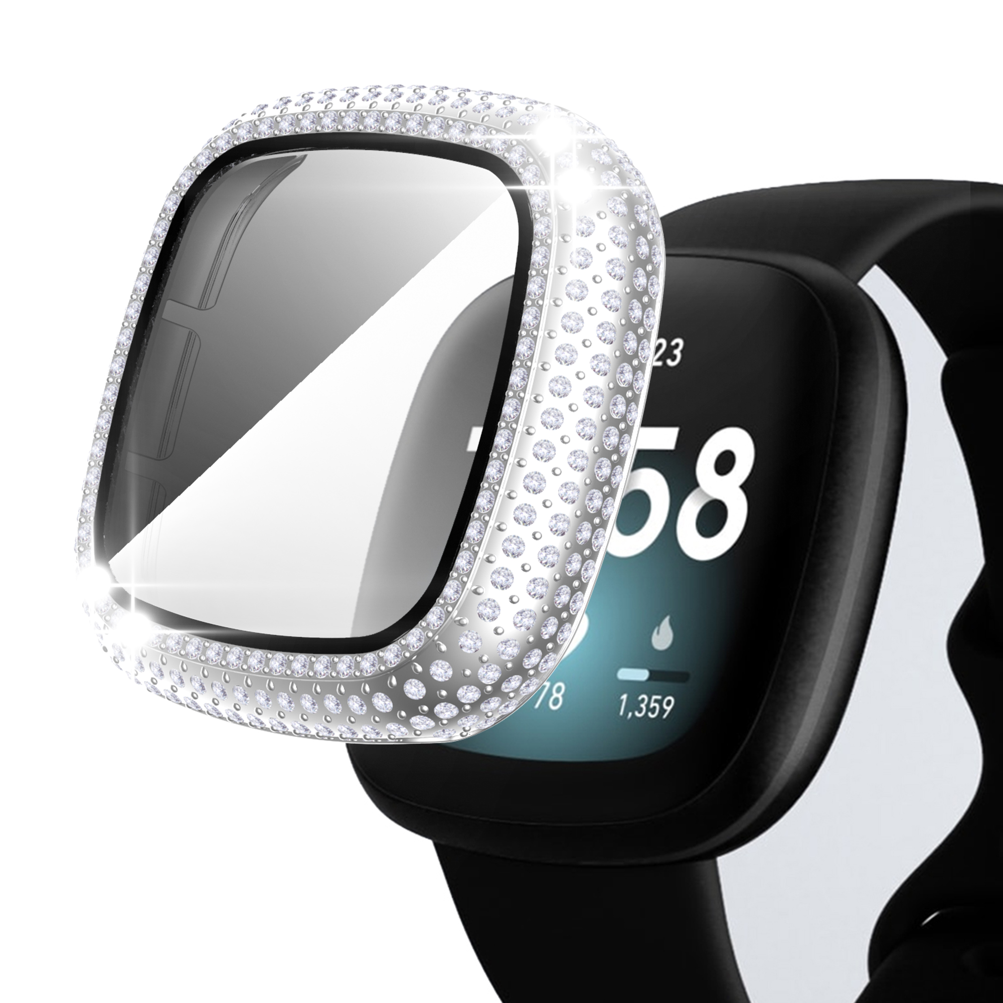 For Fitbit Versa 3/Sense Rhinestone Decorated PC Case with Tempered Glass Screen Protector Anti-Scratch Watch Case - Silver, Fitbit Versa 3
For Fitbit Versa 3/Sense Rhinestone Decorated PC Case with Tempered Glass Screen Protector Anti-Scratch Watch Case - Silver, Fitbit Versa 3