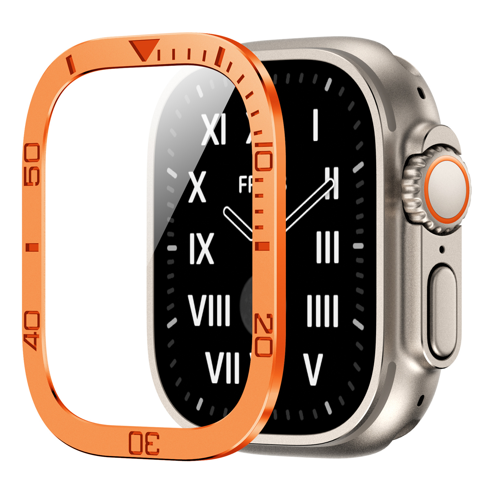 Für Apple Watch Ultra 49 mm Temperamentvoller Glasschriftenschutzmarker-metallrahmen Mit Integriertem Klarem Film - Orange, Apple Watch Ultra 2 49mm
Für Apple Watch Ultra 49 mm Temperamentvoller Glasschriftenschutzmarker-metallrahmen Mit Integriertem Klarem Film - Orange, Apple Watch Ultra 2 49mm