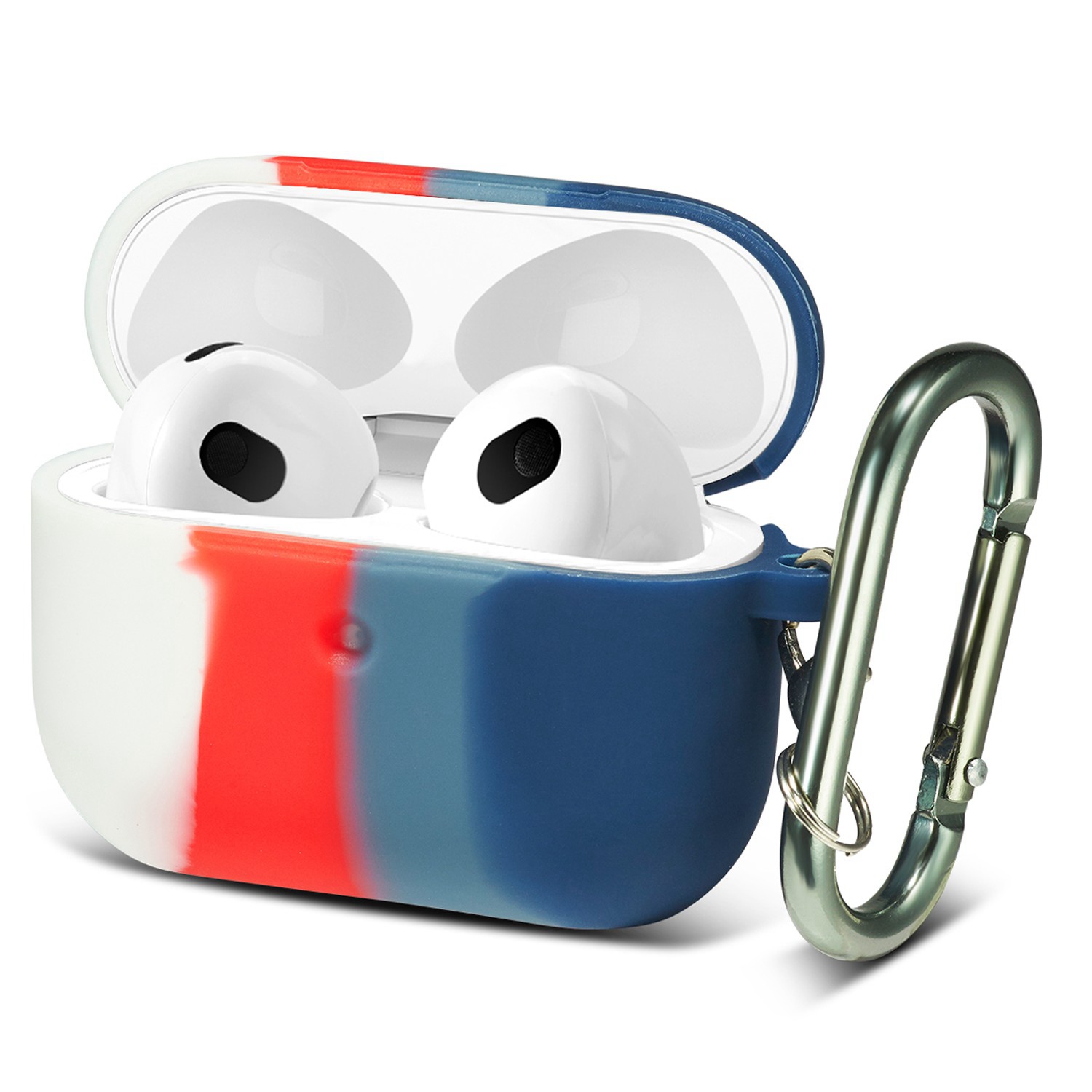 For Apple AirPods Pro Soft Silicone Skin Earphone Case Full Body Protective Cover with Keychain - White/Dark Blue, AirPods Pro
For Apple AirPods Pro Soft Silicone Skin Earphone Case Full Body Protective Cover with Keychain - White/Dark Blue, AirPods Pro