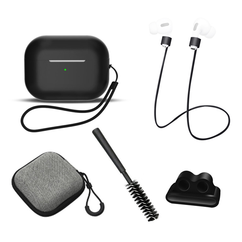 Für AirPods Pro 2 6-in-1 Silikon-schutzabdeckung + Anti-lost-seil + Speichergehäuse + Pinsel + Watch Band-ohrhörer + Handseil - Schwarz, AirPods Pro 2
Für AirPods Pro 2 6-in-1 Silikon-schutzabdeckung + Anti-lost-seil + Speichergehäuse + Pinsel + Watch Band-ohrhörer + Handseil - Schwarz, AirPods Pro 2