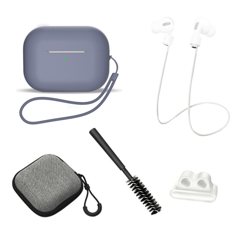Für AirPods Pro 2 6-in-1 Silikon-schutzabdeckung + Anti-lost-seil + Speichergehäuse + Pinsel + Watch Band-ohrhörer + Handseil - Lavendelgrau, AirPods Pro 2
Für AirPods Pro 2 6-in-1 Silikon-schutzabdeckung + Anti-lost-seil + Speichergehäuse + Pinsel + Watch Band-ohrhörer + Handseil - Lavendelgrau, AirPods Pro 2