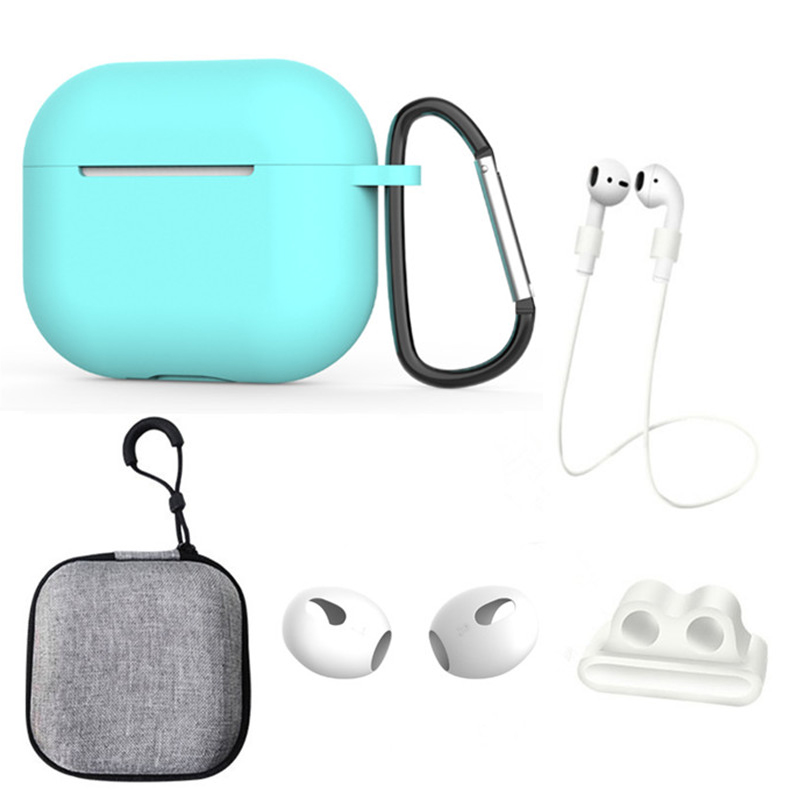 Für Apple AirPods 3 6-in-1 Silikonkoffer Anti-lanyard Watch Bandhalter Ohrhänger Ohrkappe Aufbewahrungsbox - Minzgrün, AirPods 3
Für Apple AirPods 3 6-in-1 Silikonkoffer Anti-lanyard Watch Bandhalter Ohrhänger Ohrkappe Aufbewahrungsbox - Minzgrün, AirPods 3