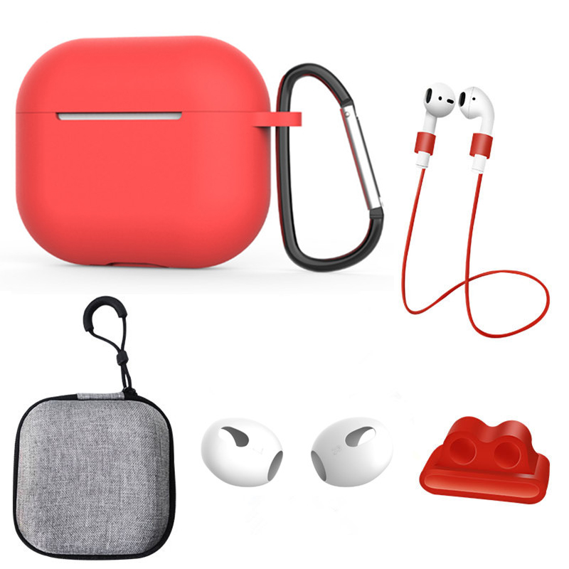 Für Apple AirPods 3 6-in-1 Silikonkoffer Anti-lanyard Watch Bandhalter Ohrhänger Ohrkappe Aufbewahrungsbox - Rot, AirPods 3
Für Apple AirPods 3 6-in-1 Silikonkoffer Anti-lanyard Watch Bandhalter Ohrhänger Ohrkappe Aufbewahrungsbox - Rot, AirPods 3