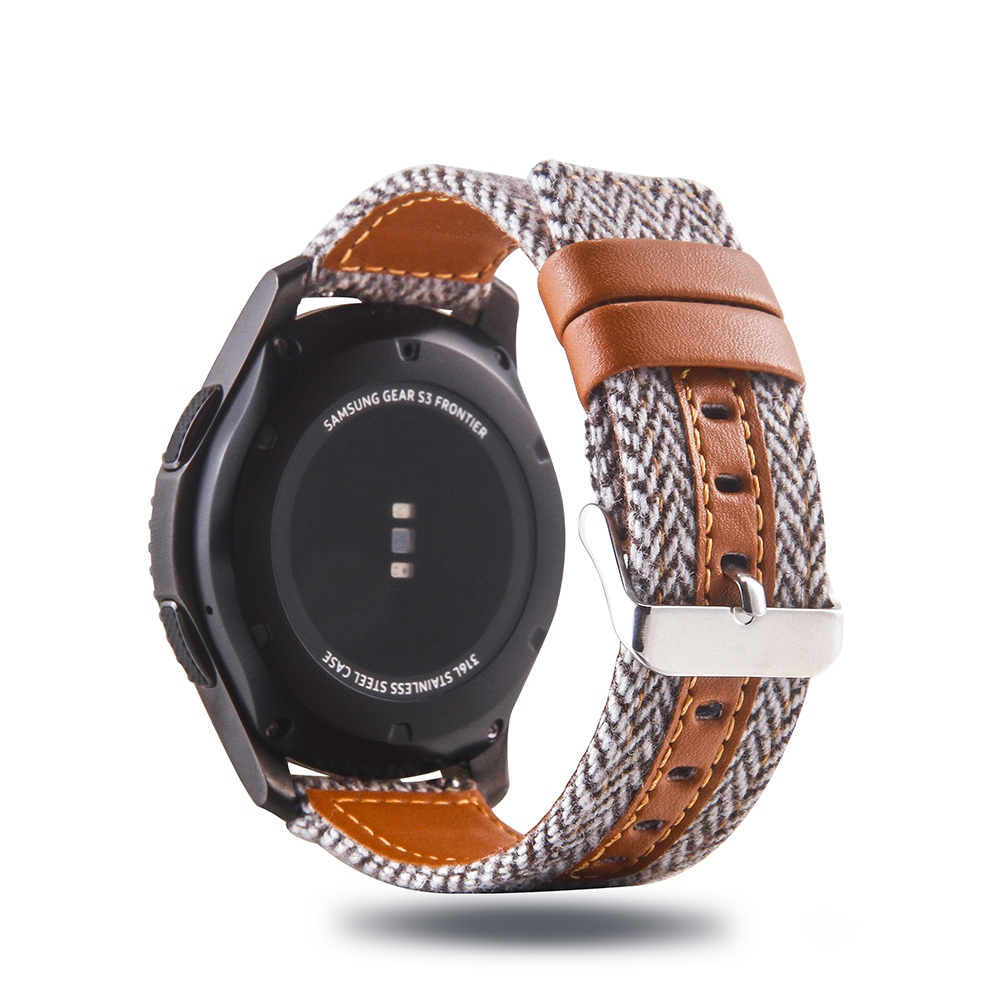 Cloth and Genuine Leather Smart Watch Band Strap Replace Part for 22mm Smart Watch - 015, Gear S3 Frontier
Cloth and Genuine Leather Smart Watch Band Strap Replace Part for 22mm Smart Watch - 015, Gear S3 Frontier