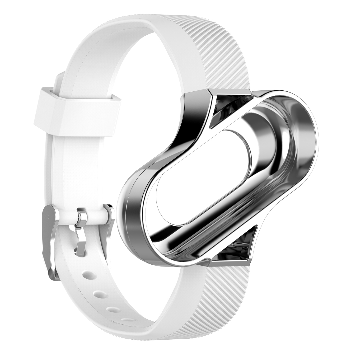 Soft Silicone Watch Band + Metal Frame for Xiaomi Mi Band 3 - White / Silver, Xiaomi Mi Band 3
Soft Silicone Watch Band + Metal Frame for Xiaomi Mi Band 3 - White / Silver, Xiaomi Mi Band 3