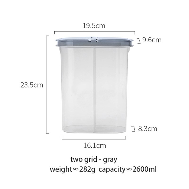 Food Grains Storage Jar Refrigerator 2.3L-2.6L Food Storage Box - 2.6L Two Grid//Grey
Food Grains Storage Jar Refrigerator 2.3L-2.6L Food Storage Box - 2.6L Two Grid//Grey