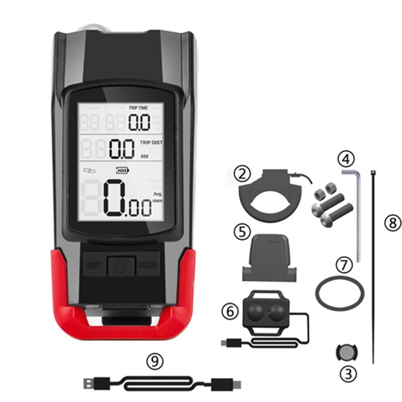 3 In 1 Bike Light Bicycle Tachometer USB Wiederaufladbare Fahrradcomputer 120db Bike Bell Horn - Rot
3 In 1 Bike Light Bicycle Tachometer USB Wiederaufladbare Fahrradcomputer 120db Bike Bell Horn - Rot
