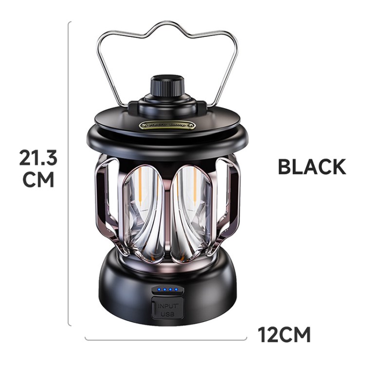 Vintage Camping LED Light Wiederaufladbare Outdoor -zeltlaterne -hanglampe - Schwarz
Vintage Camping LED Light Wiederaufladbare Outdoor -zeltlaterne -hanglampe - Schwarz