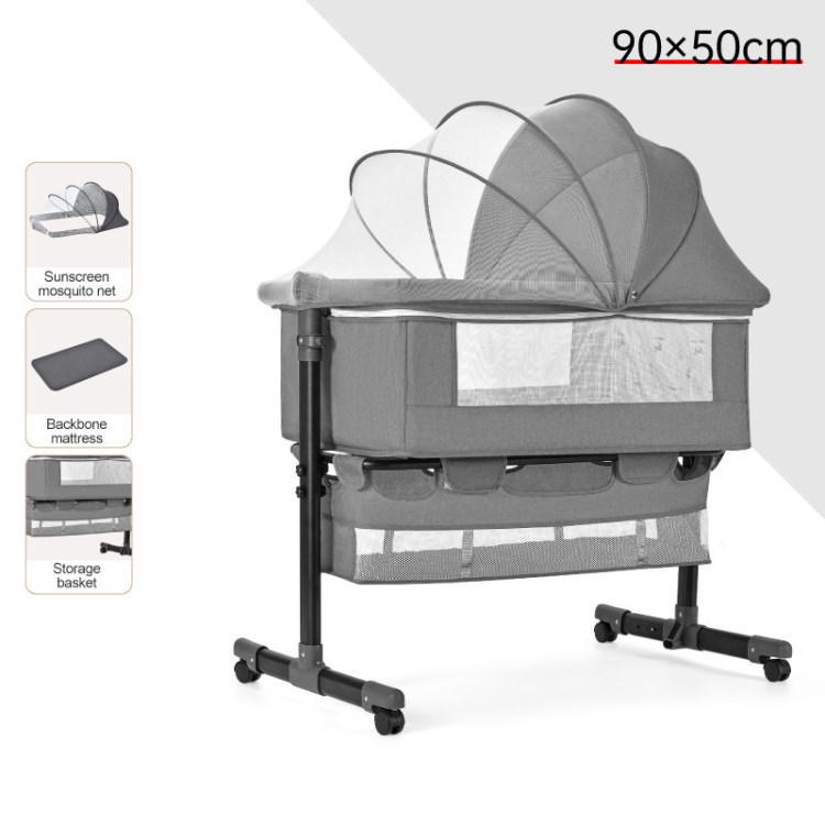 Baby Bassinet Nachtschläfer Atmungsaktives Mesh Design Cradle Bett Mit Moskitonetz Für Baby / Säuglinge - Hellgrau 
Baby Bassinet Nachtschläfer Atmungsaktives Mesh Design Cradle Bett Mit Moskitonetz Für Baby / Säuglinge - Hellgrau