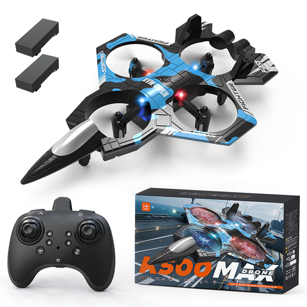 K500 MAX RC Quadcopter Drone with Dual Batteries, Altitude Hold Flight Stunt Aircraft Toy - Camo Blue