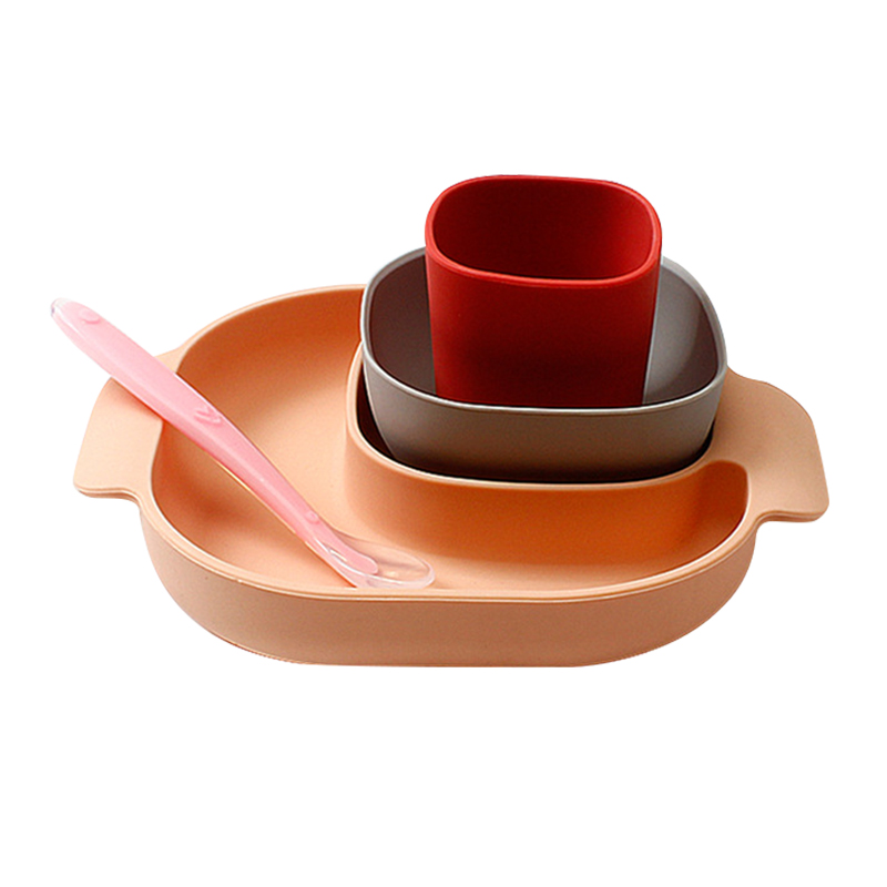 

4pcs-babyschüssel Mit Strohfütterungsplatte Silikon-trottel-schüssel-fütterungsschale Für Kinder (mit FDA, Bpa-frei) - Rot