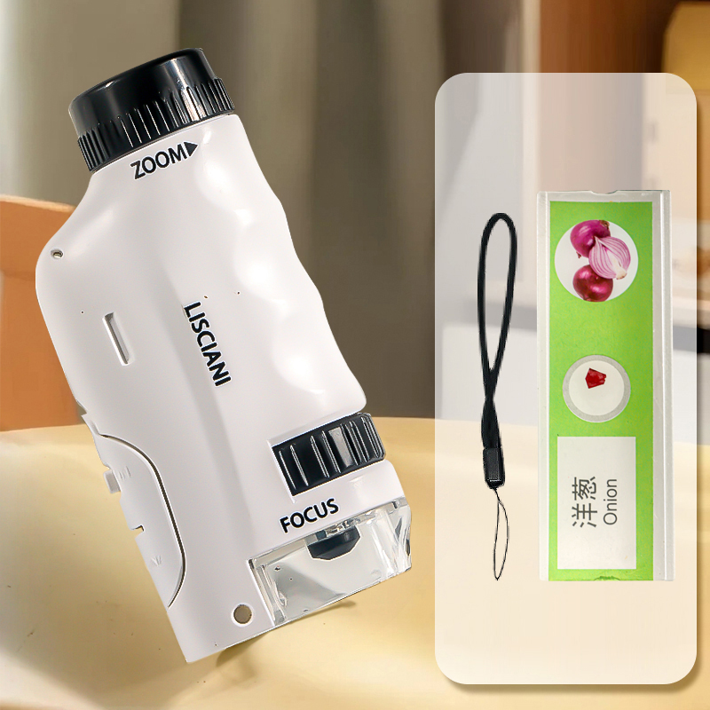2508 Children Calibrated 180X Microscope Handheld Portable STEM Optical Microscope Experiment Science Toy - White