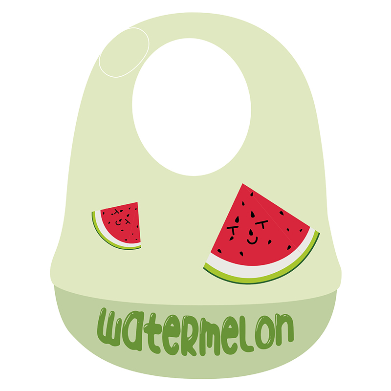 

Obstmuster Baby Silikon Bib Ultra Slim Wasserdichte Verstellbare Lebensmittelkrumbfänger Kleinkind Bib - Wassermelone