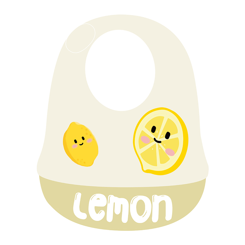 

Obstmuster Baby Silikon Bib Ultra Slim Wasserdichte Verstellbare Lebensmittelkrumbfänger Kleinkind Bib - Zitrone