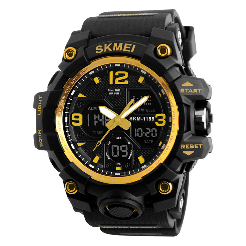 

SKMEI Men Quartz Analog LED Digital Clock Military Waterproof Sport Watches - Gold