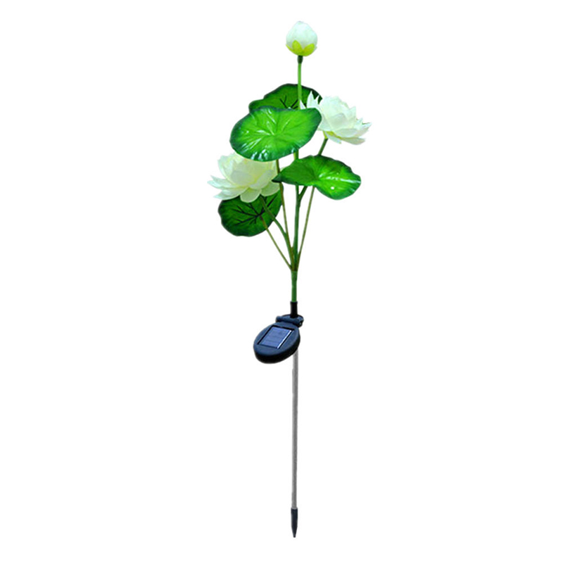 

LED Waterproof Solar Power Lamp Lotus Flower Shape Lawn Lamp - White