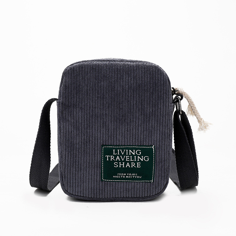 

Mini Corduroy Single Shoulder Crossbody Bag Purse Phone Pouch Bag - Grey
