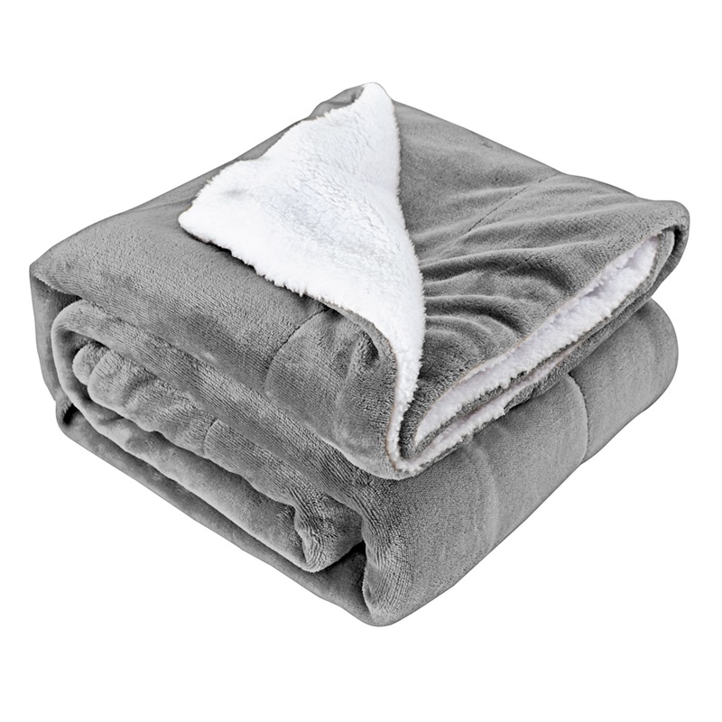 

2x1.5m Travel Flannel Quilt Lambskin Soft Fleece Throw Blanket Warm Blanket - Grey