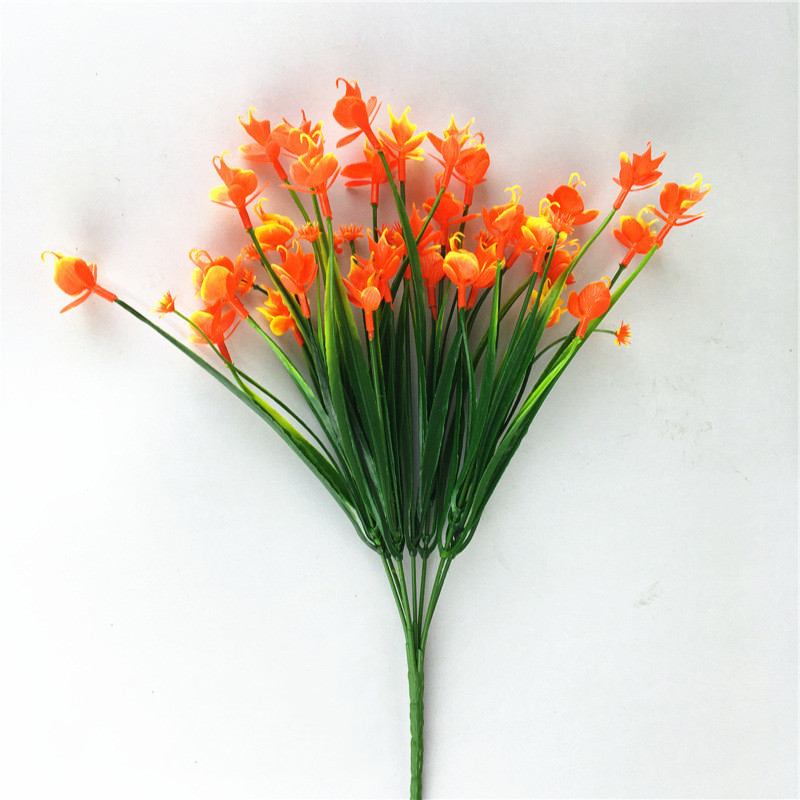 

2PCS Artificial Flowers Outdoor Plants Faux UV Resistant Flower Plastic Shrubs - Orange