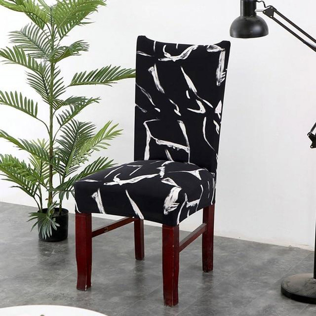 

Printing Elastic Silk Seat Chair Removable Protective Cover - Black/White Birds