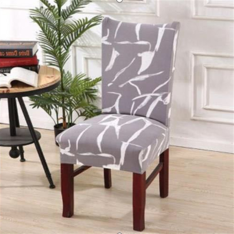 

Printing Elastic Silk Seat Chair Removable Protective Cover - Grey/White