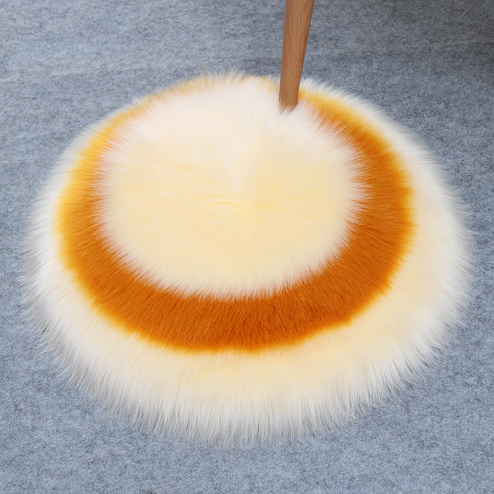 

Luxury Round Rug Plush Wool Fur Imitation Mat Carpet 50x50cm - Beige/Yellow