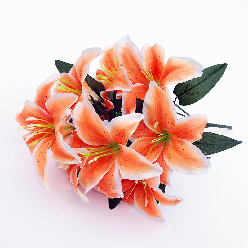 

Artificial Lily Flowers Bouquet for Party Wedding Home Decoration - Orange