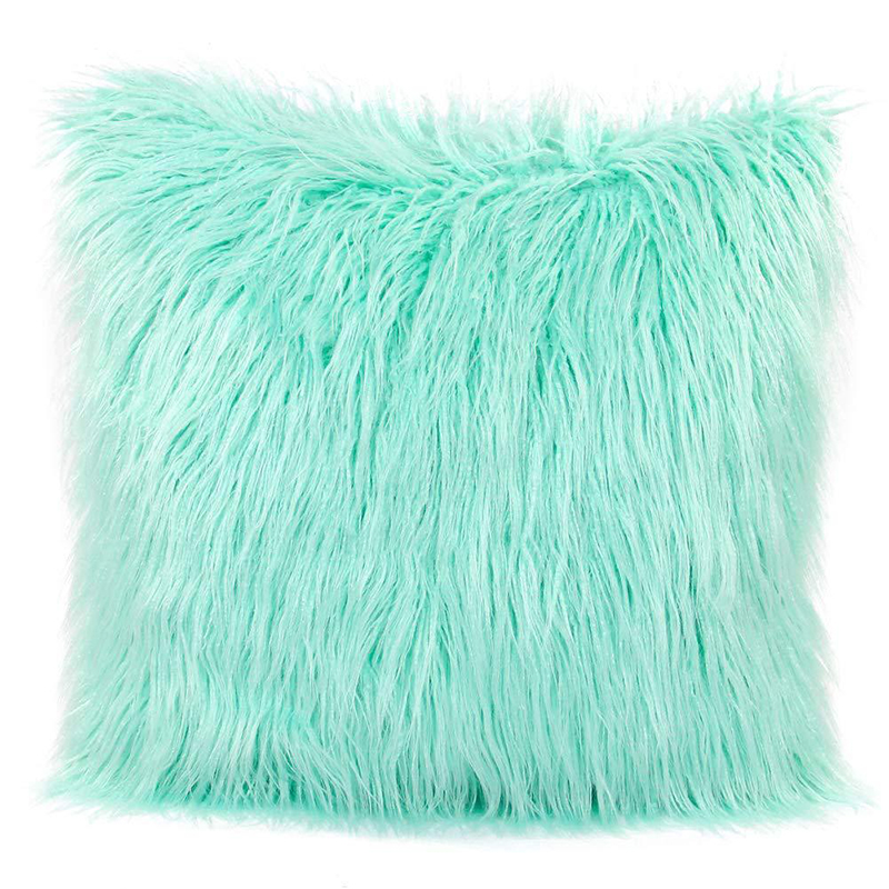 

Ins Style Plush Пушистая Подушка Чехол Дома Кровать Комната Комната Диван Декор Крышка [без Подушки], 45 * 45см - Циан