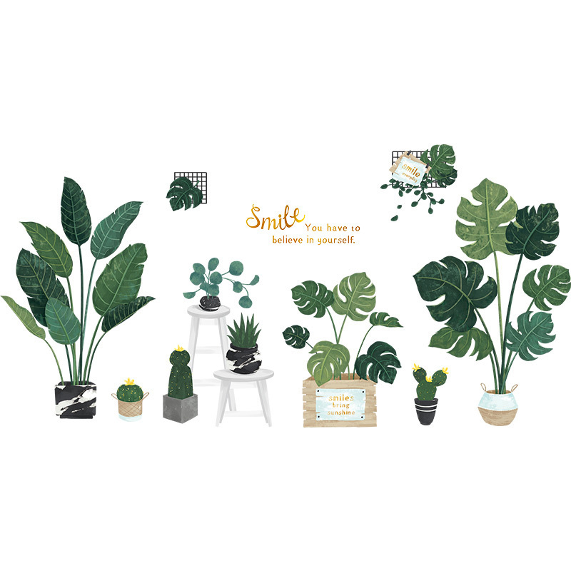 

Ins Style Large Green Plants Wall Decoration Decal Stickers Set
