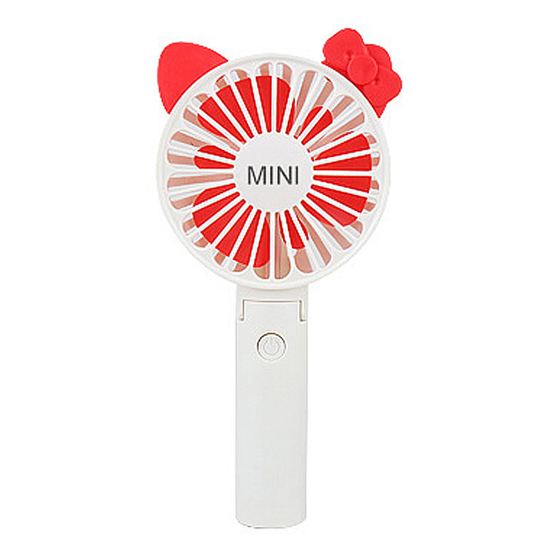 

Cute Folding Handheld Mini USB Rechargeable Fan - Red Ear with Bowknot
