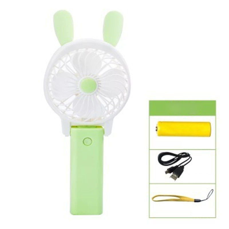 

Mini Cartoon Handheld USB Folding Fan Portable Cooling Fan - Long Ear / Green