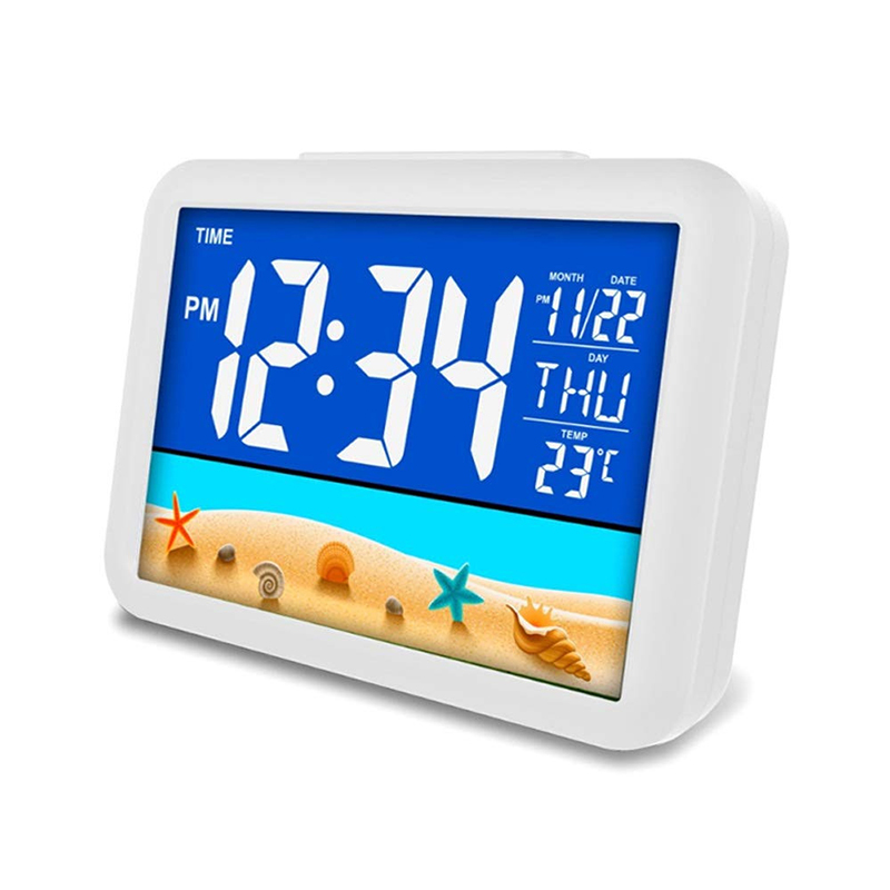 

Color Screen Silent Alarm Clock LCD Digital Clock Bedside Night Light Alarm Clock - Seaside
