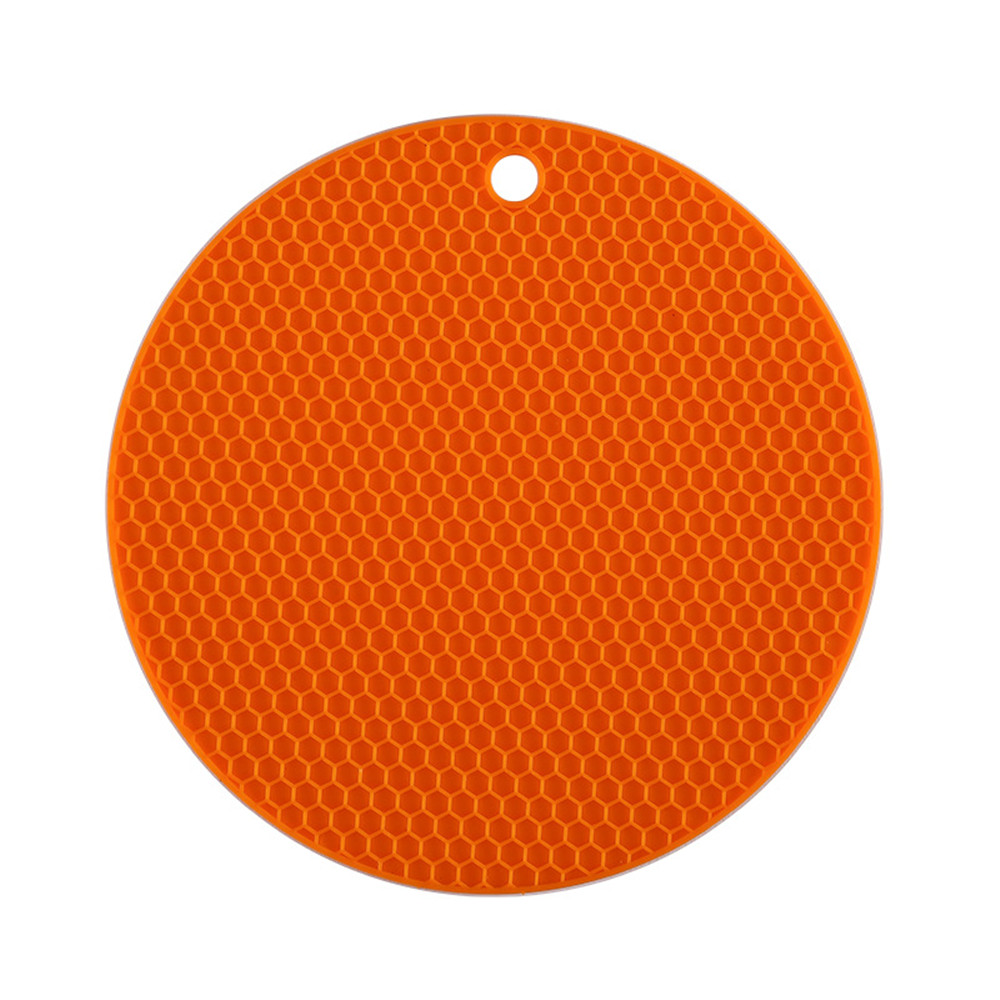

18CM Food Grade Silicone Honeycomb Non-slip Mat Heat Insulation Cup Pad - Orange
