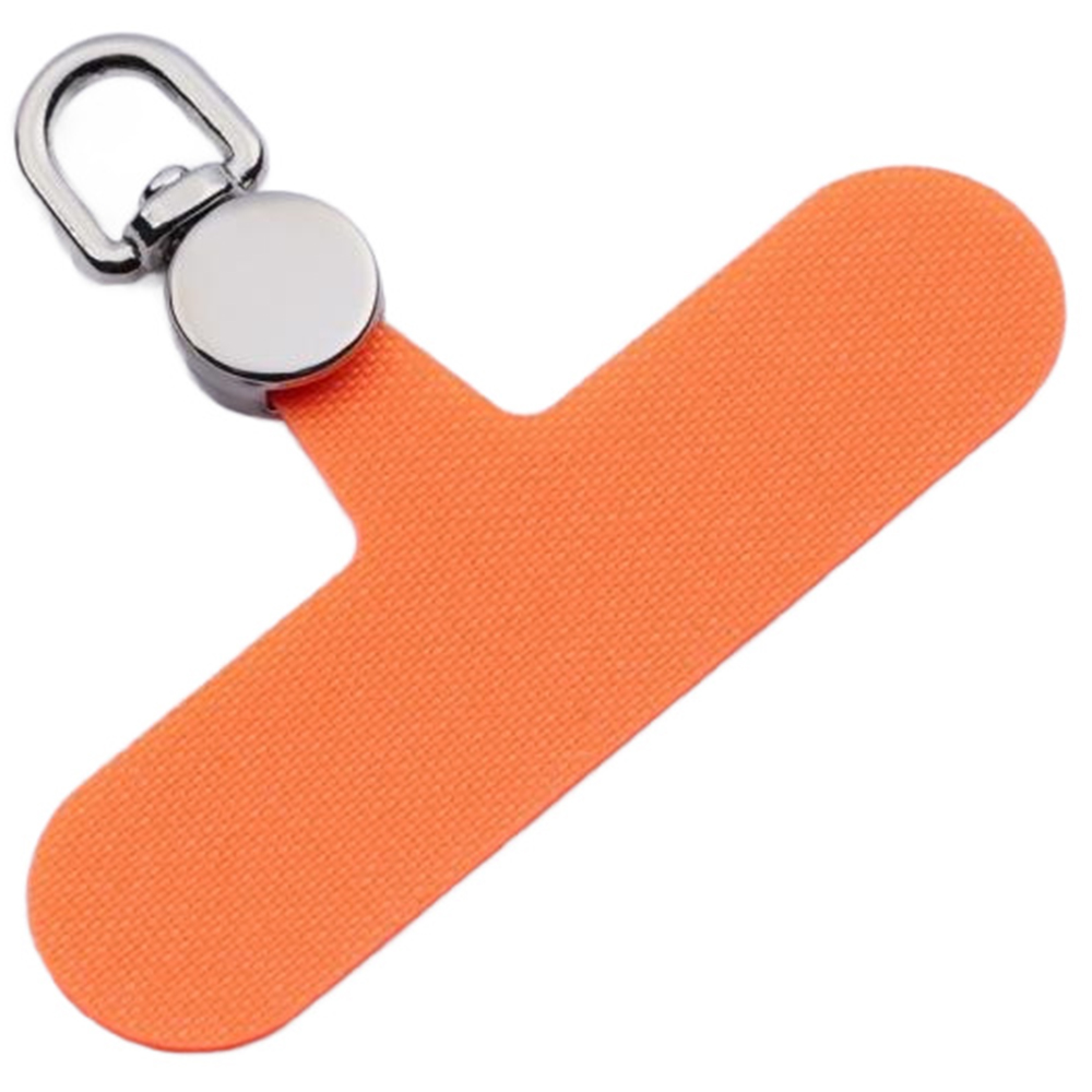 Phone Tether Tab Rotating Silver Ring Cloth Phone Lanyard Patch Part - Orange / 6mm Thick