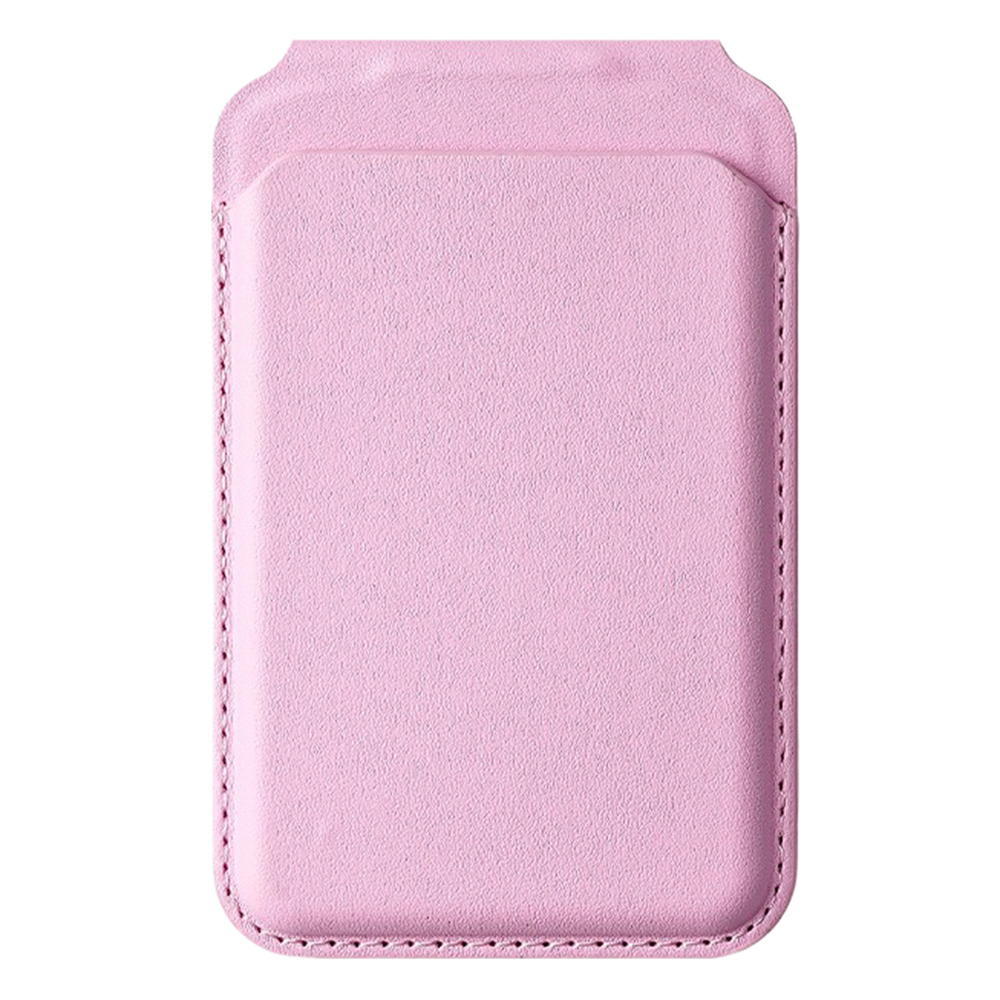 M66 Magnetic Card Holder Wallet Kickstand PU Leather Secure Bank Card Bag - Pink