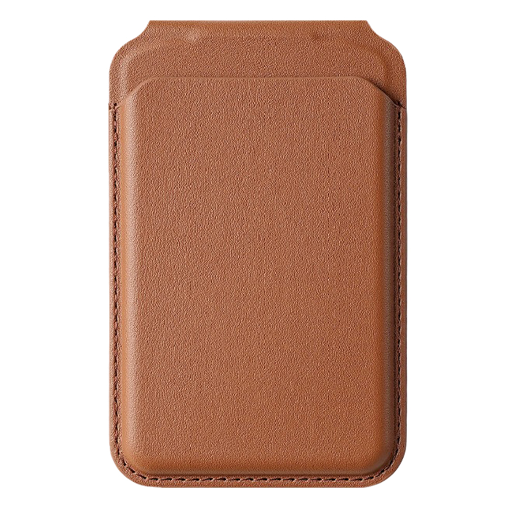 M66 Magnetic Card Holder Wallet Kickstand PU Leather Secure Bank Card Bag - Brown