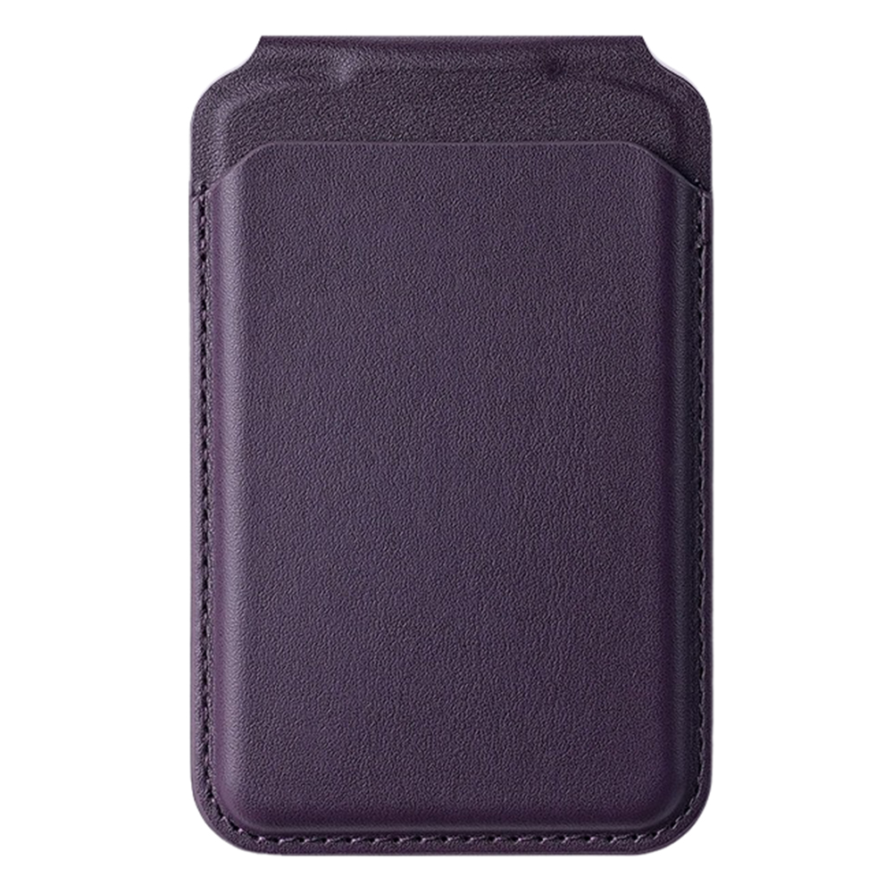 M66 Magnetic Card Holder Wallet Kickstand PU Leather Secure Bank Card Bag - Dark Purple
