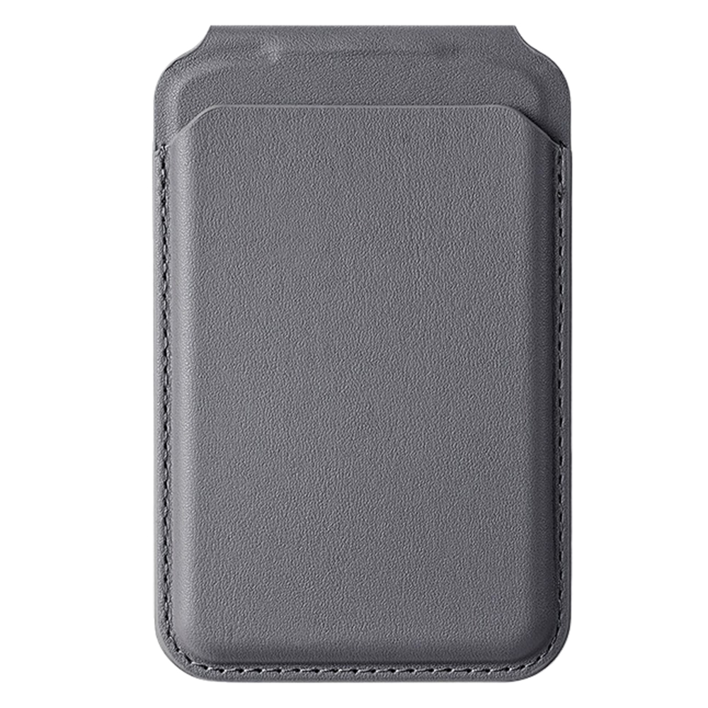 M66 Magnetic Card Holder Wallet Kickstand PU Leather Secure Bank Card Bag - Titanium Grey