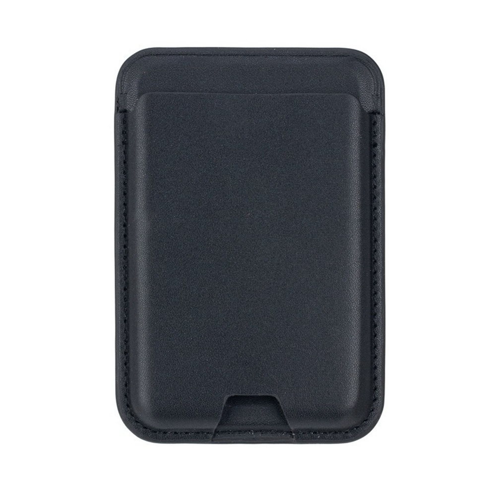 Magnetic Card Holder PU Leather Card Pouch Sleeve - Black