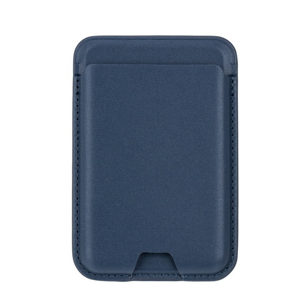 Magnetic Card Holder PU Leather Card Pouch Sleeve - Navy Blue