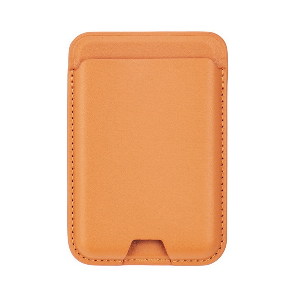 Magnetic Card Holder PU Leather Card Pouch Sleeve - Golden Tan