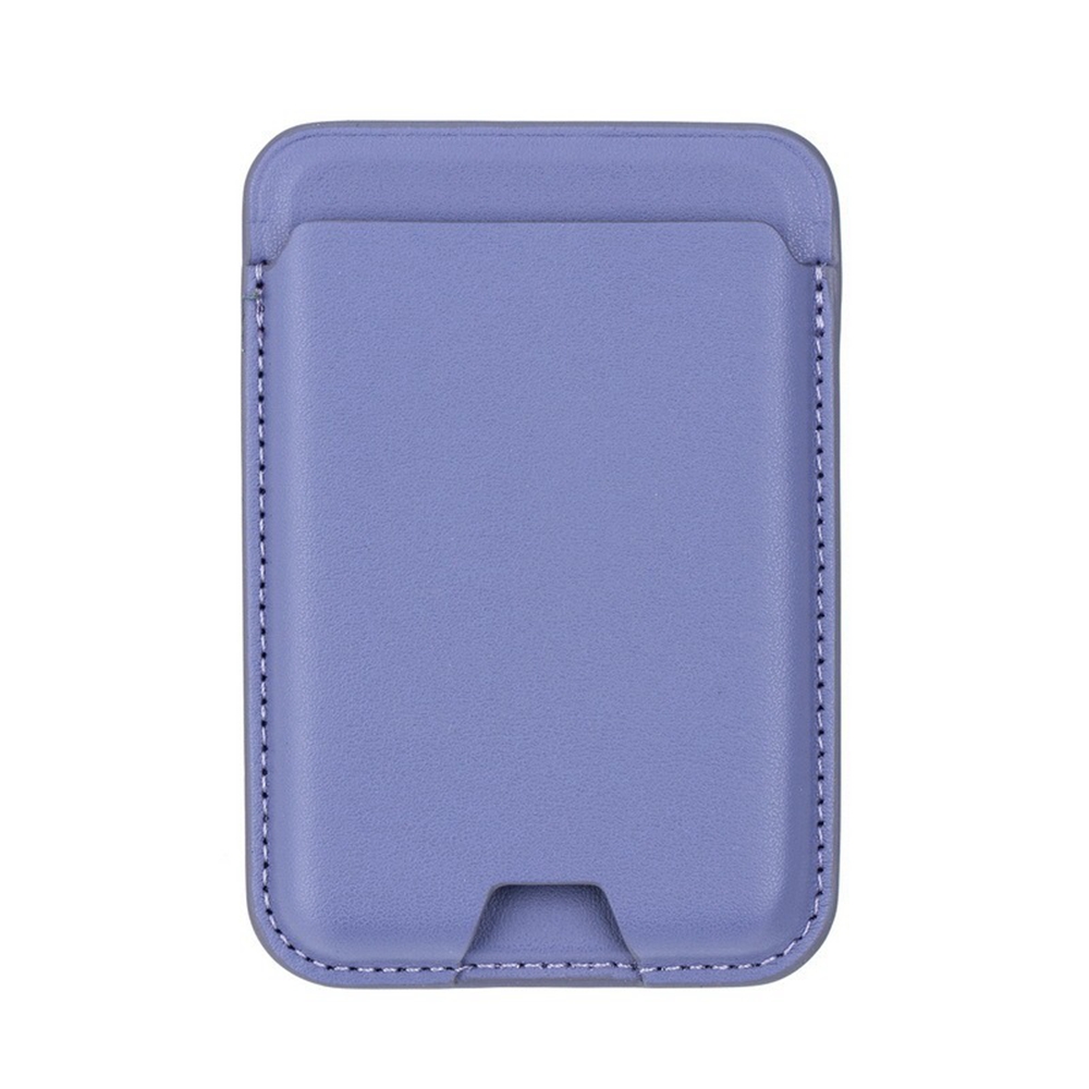 Magnetic Card Holder PU Leather Card Pouch Sleeve - Purple