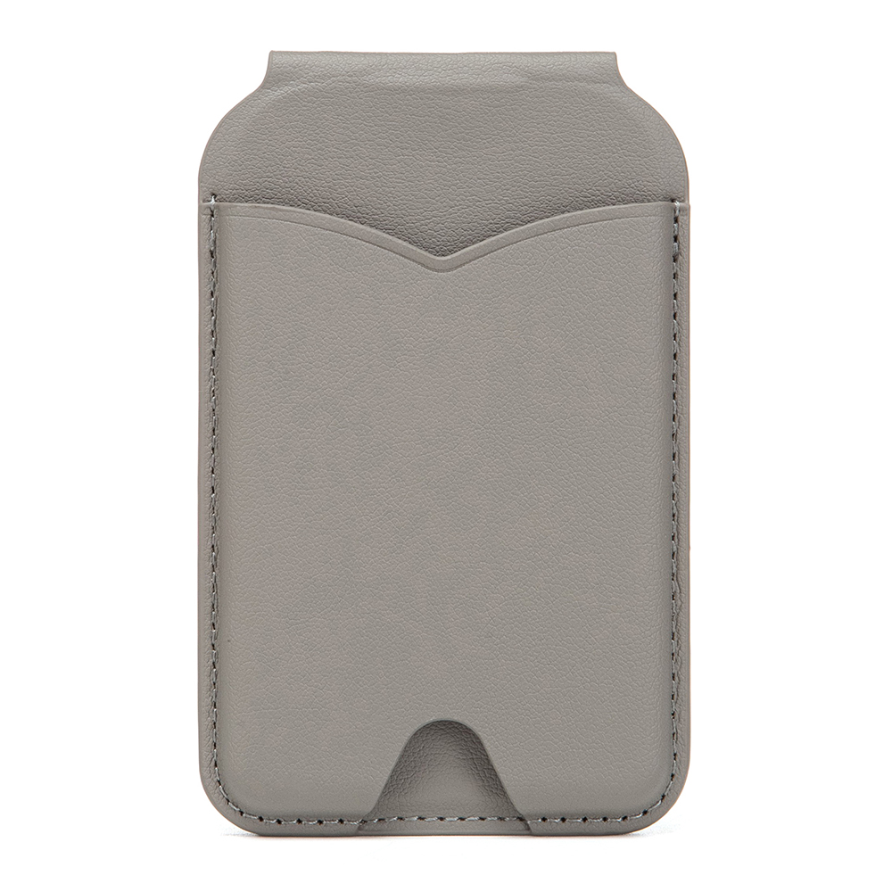 Leather Hinge Mirror Kickstands for Cell Phone Back Magnetic Card Holder Multi-Function Adjustable Angle - Grey