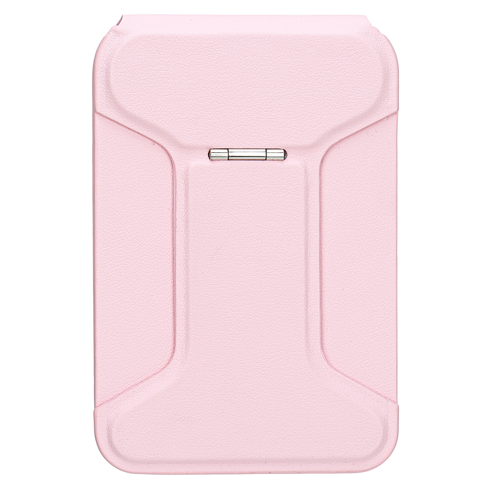 I-Type Kickstand Magnetic Adjustable Angle Metal + PU Leather Handheld Phone Holder Stand - Pink