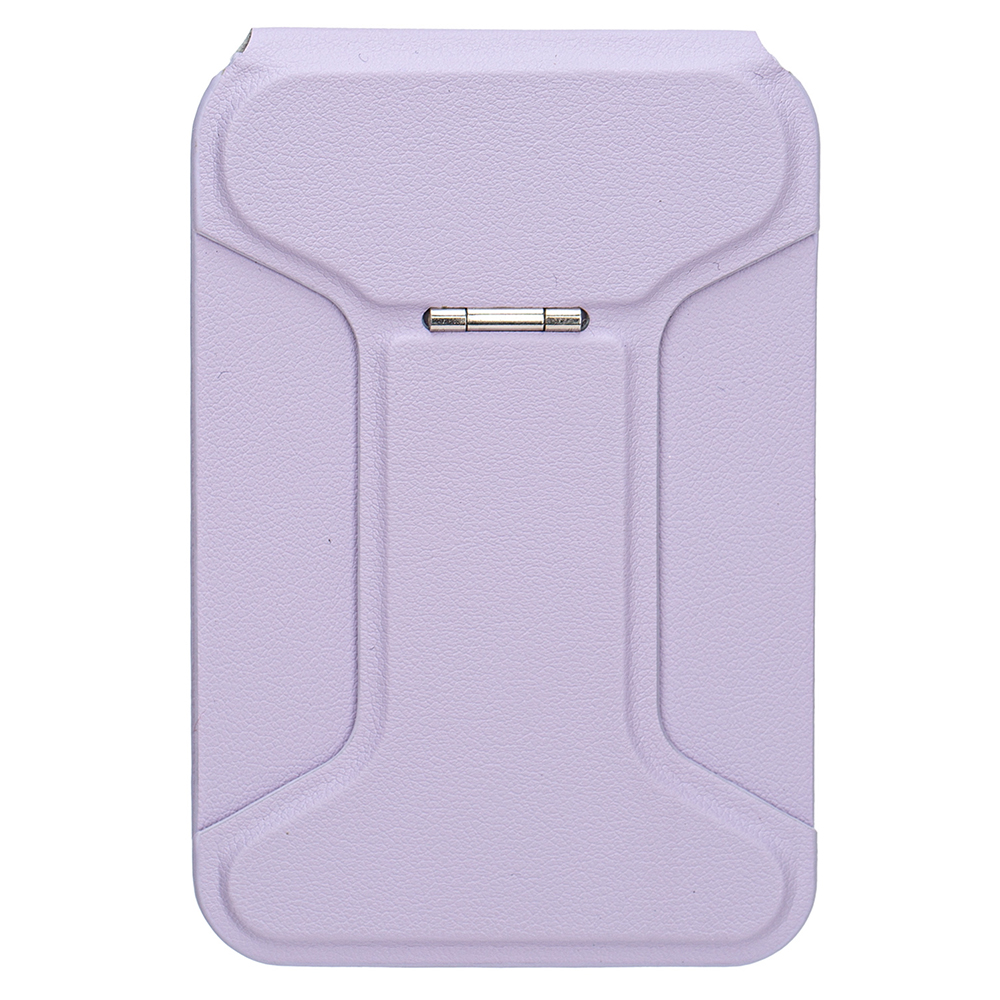 I-Type Kickstand Magnetic Adjustable Angle Metal + PU Leather Handheld Phone Holder Stand - Purple