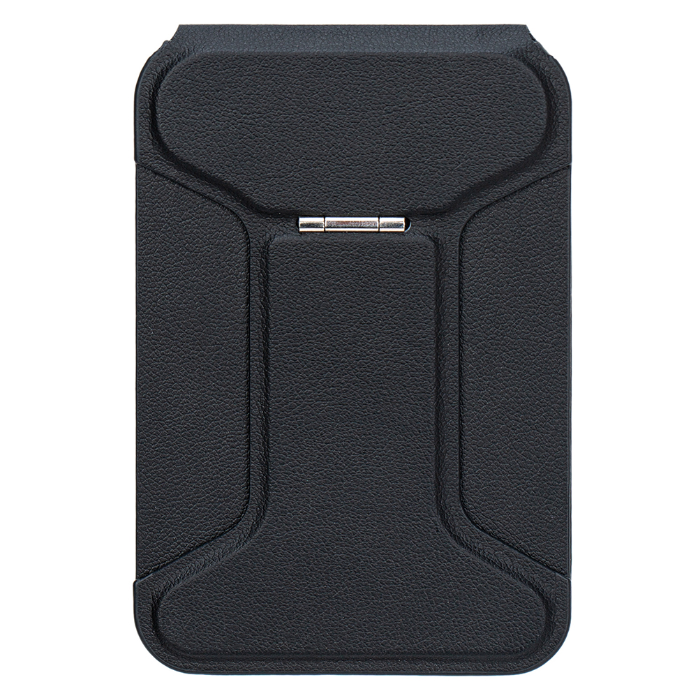 I-Type Kickstand Magnetic Adjustable Angle Metal + PU Leather Handheld Phone Holder Stand - Black