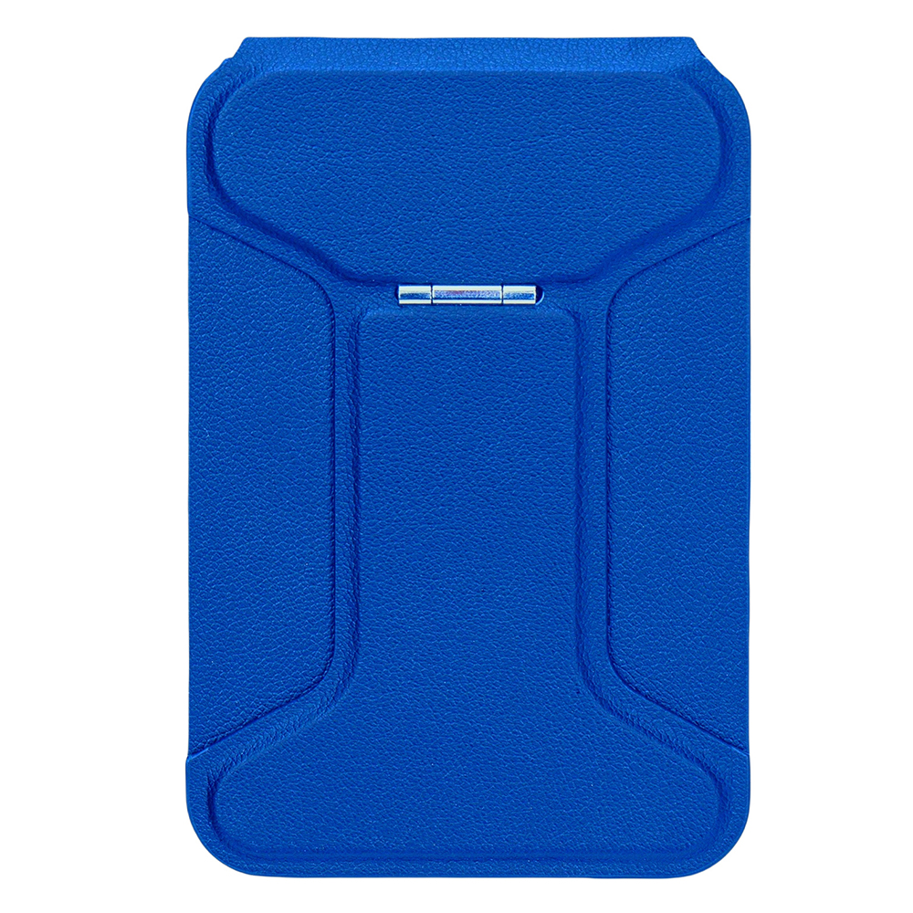 I-Type Kickstand Magnetic Adjustable Angle Metal + PU Leather Handheld Phone Holder Stand - Blue