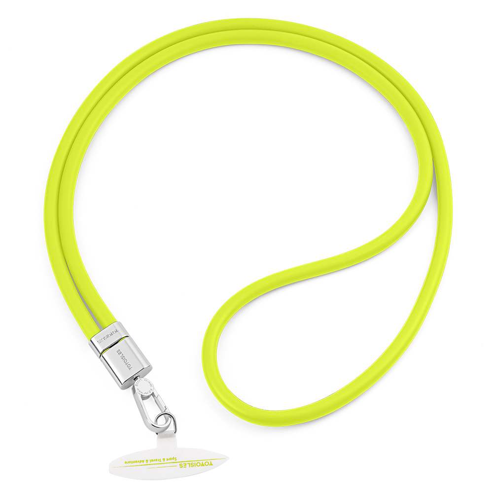 YOYOISLES Vougue Series EVA Crossbody Phone Lanyard Neck Strap Holder with Tether Tab, Total Length: 138cm - Yellow + Silver