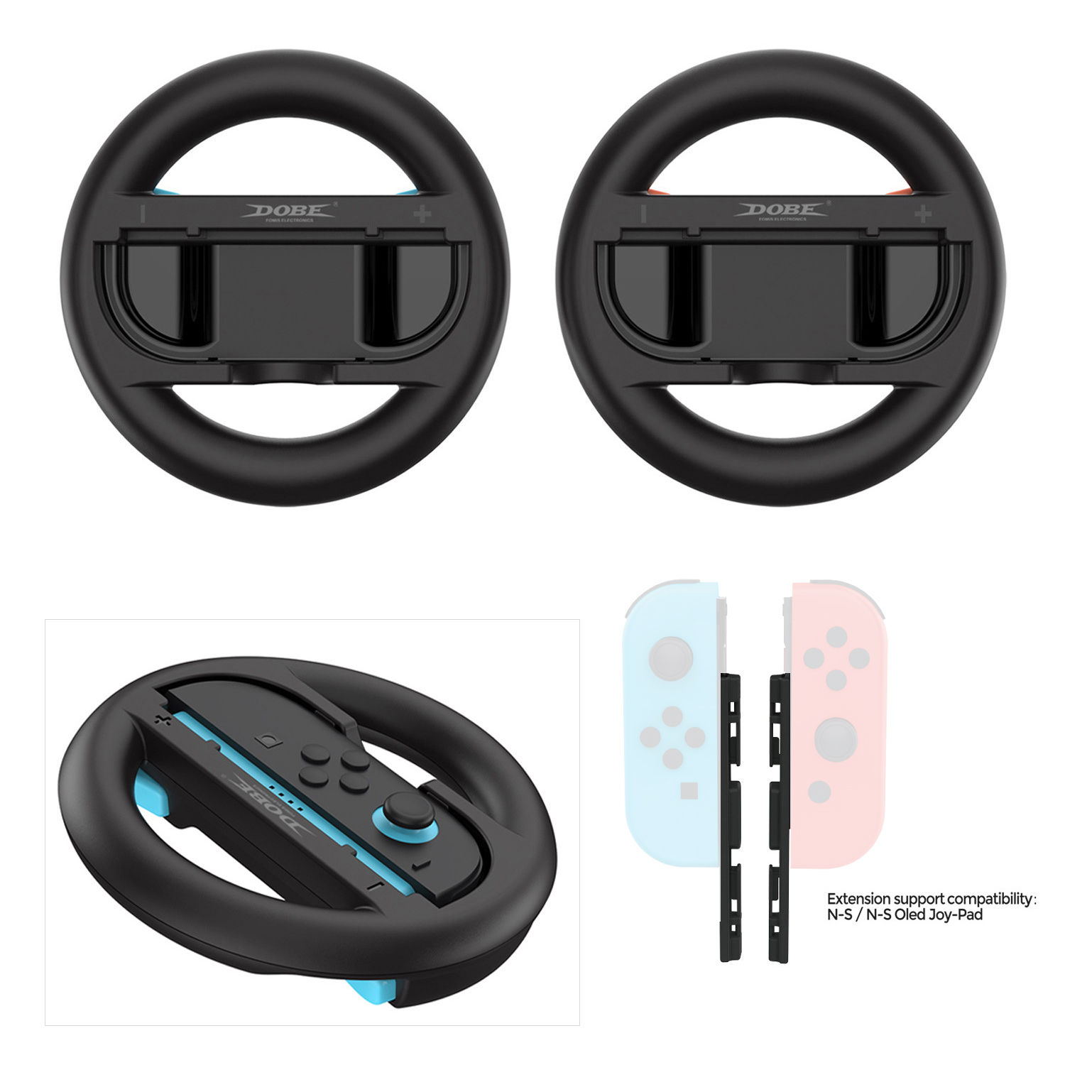 DOBE TNS-3196S Steering Wheels for Nintendo Switch / Switch OLED Console Joy-Cons Racing Wheels Joycon Controller - Black